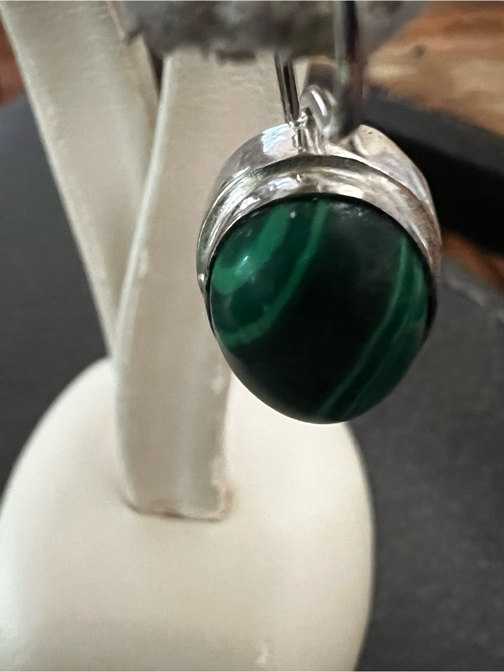 Sterling Silver Green Malachite Drop Earrings - Picture 7 of 8